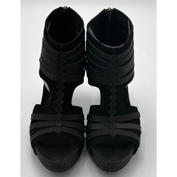 Donald J Pliner Gladiator Heels Blk 9.5M Platform Stiletto Sandals Made in Spain - Picture 2 of 8